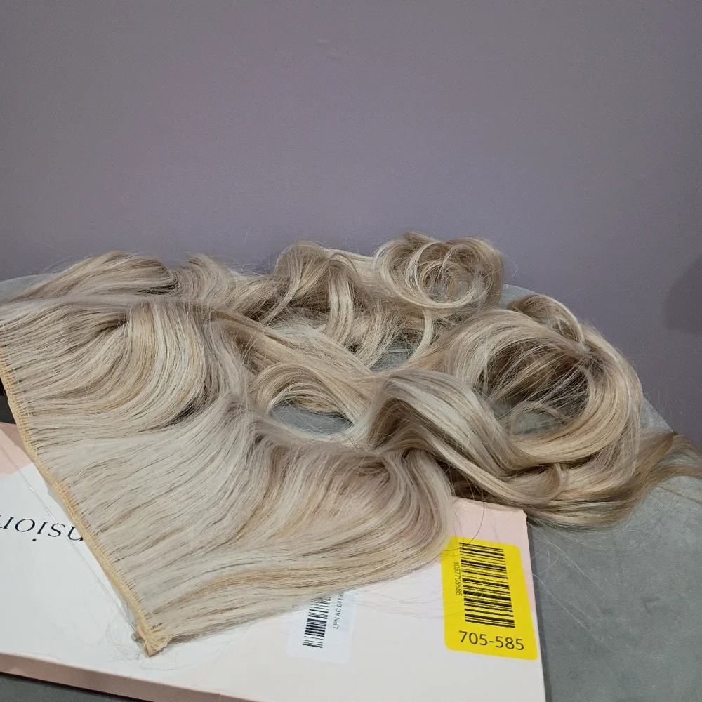 Invisible‎ Wire Hair Extensions with 3 Clips Long Wavy Curly Synthetic Hairpiece